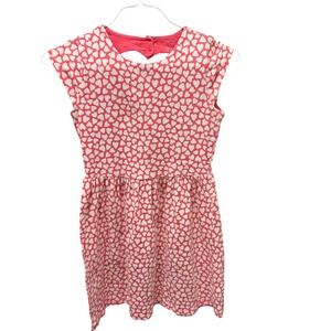 Carters Girls Pink White Heart Cap Sleeve Casual Sweetheart Dress Dress Size 8